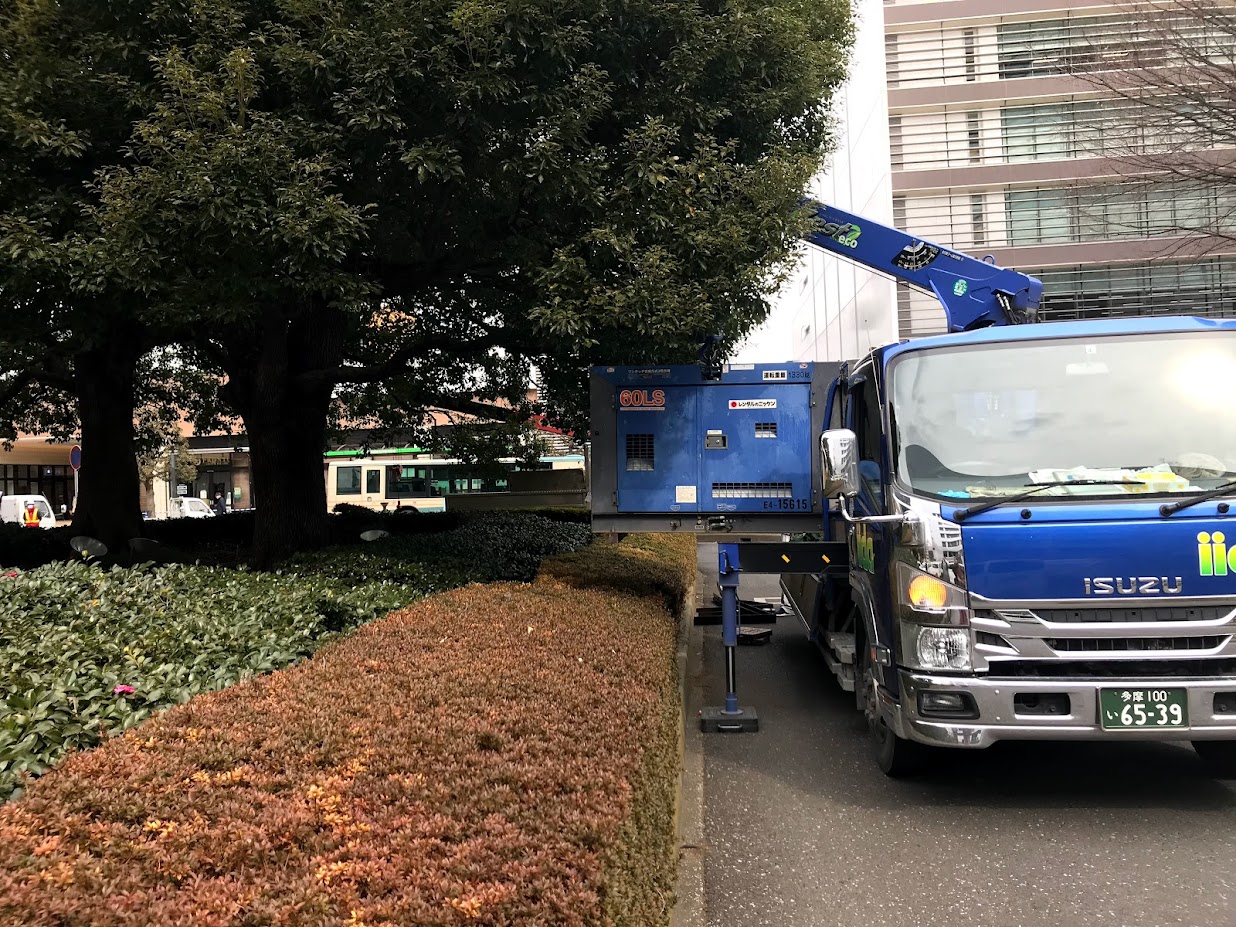 屋外仮設プロジェクタ―設置写真